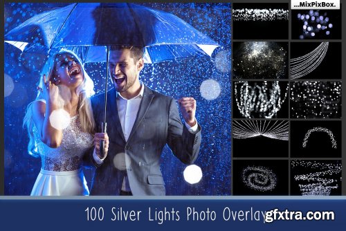 CreativeMarket - 100 Silver Lights Photo Overlays 3550339
