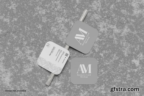 Photorealistic square business card mockup