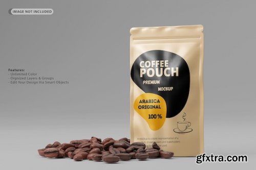 Coffee pouch and box package mockup