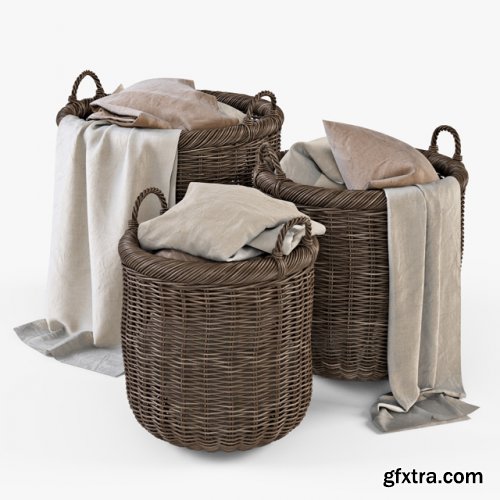 Basket with linen 007 brown color