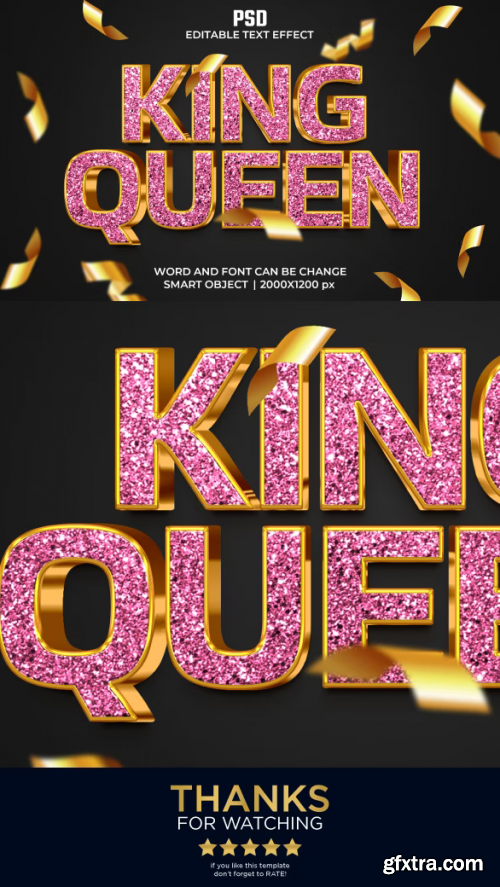 GraphicRiver - King Queen 3d Editable Text Effect Style 37303683