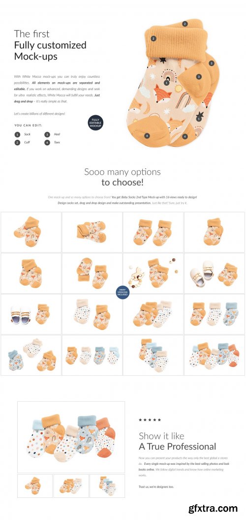 CreativeMarket - Baby Socks 16x Mock-ups 6849863