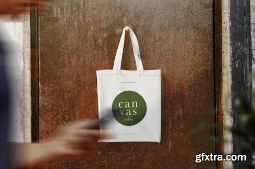 Clean minimal bag canvas hanging mockup