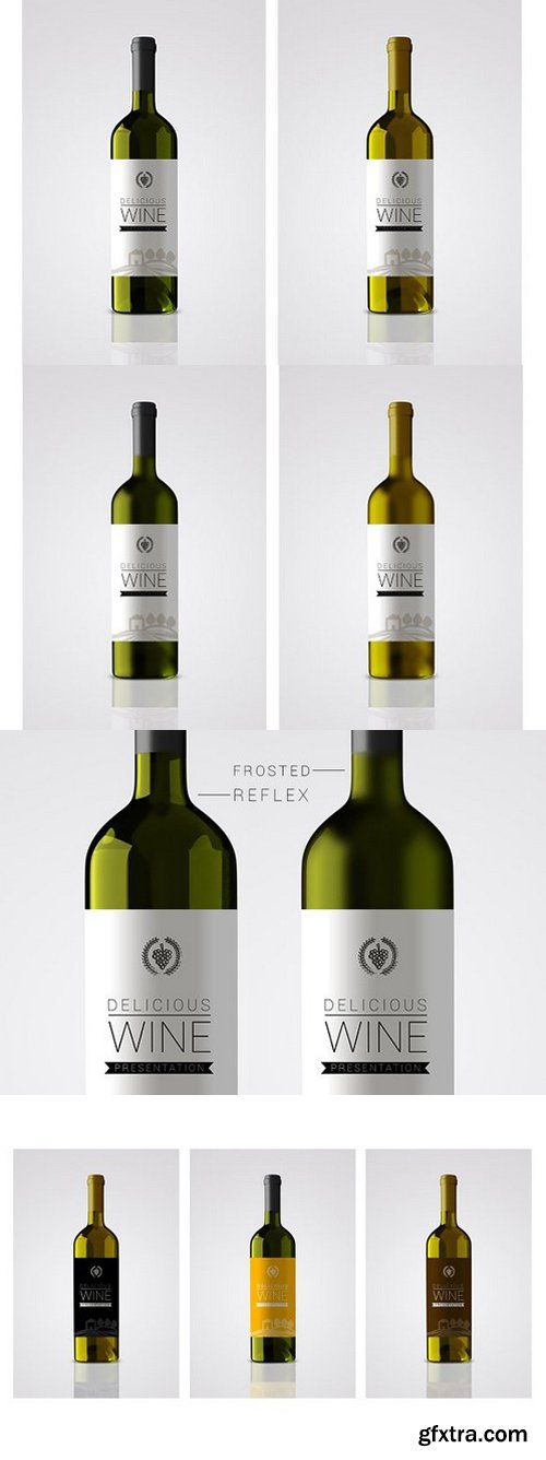 Bottle wine label mockup