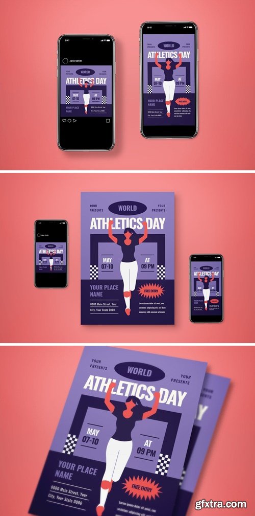 World Athletics Day Flyer Set