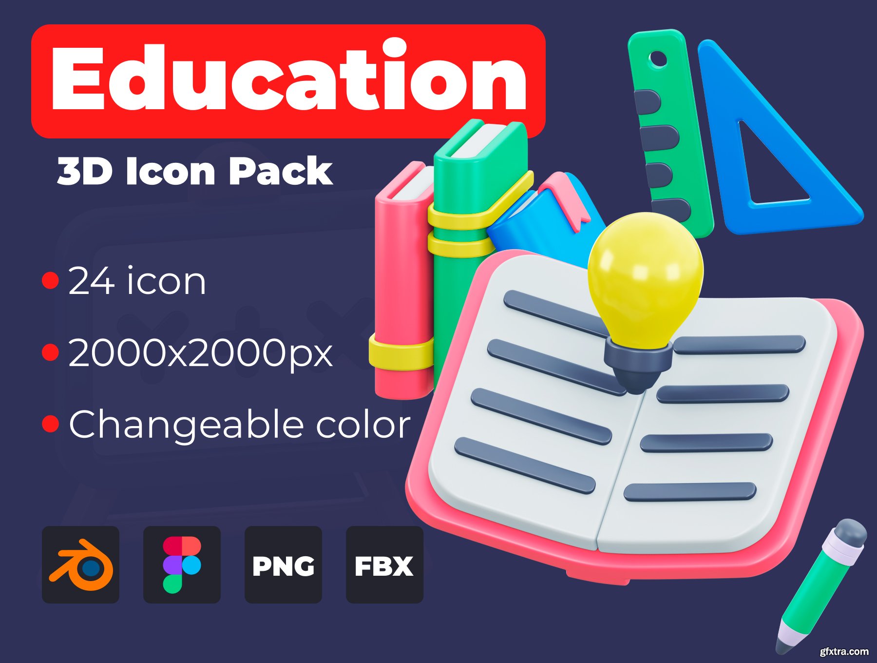 Education 3D Icon Pack GFxtra