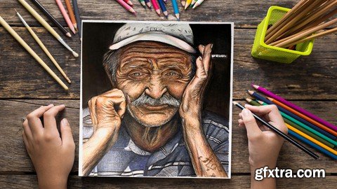 Portrait Drawing- Drawing an Old Man with Colored Pencils