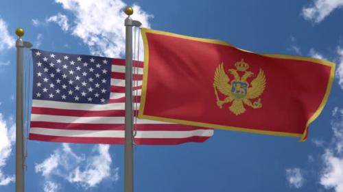 Videohive - Usa Flag Vs Montenegro Flag On Flagpole - 37752965 - 37752965