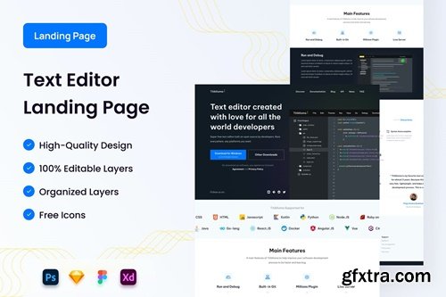 Text Editor Landing Page - UI Design