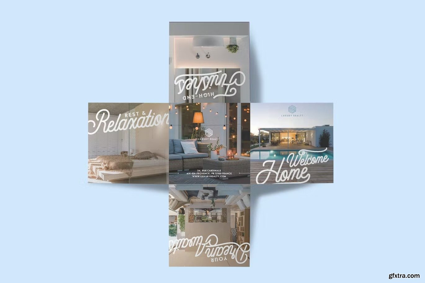 Real Estate Square Folded Cross Brochure » GFxtra