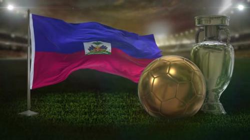 Videohive - Haiti Flag With Football And Cup Background Loop 4 K - 37778639 - 37778639