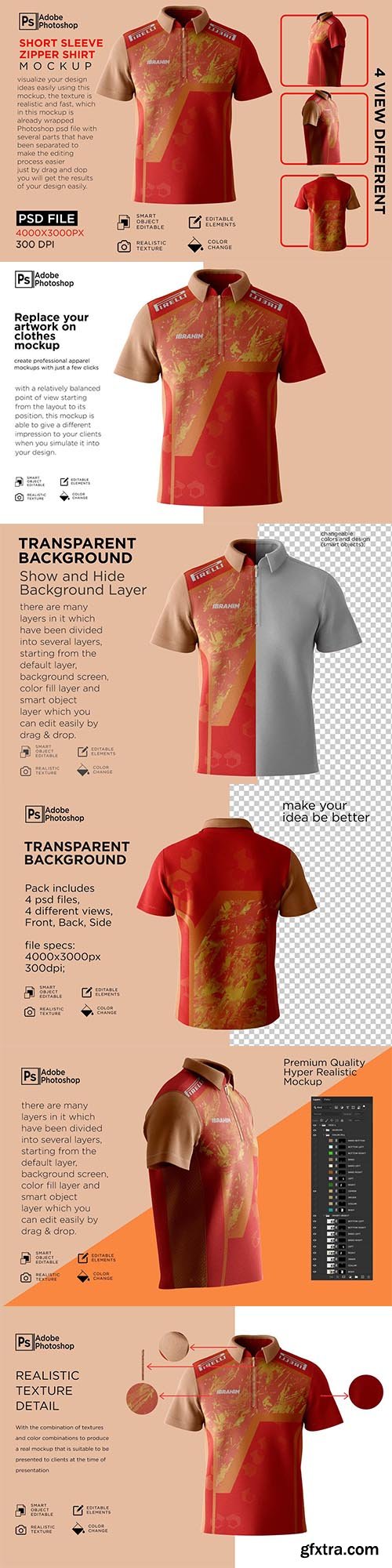 CreativeMarket - Short Sleeve Zipper Shirt Mockup 7154098