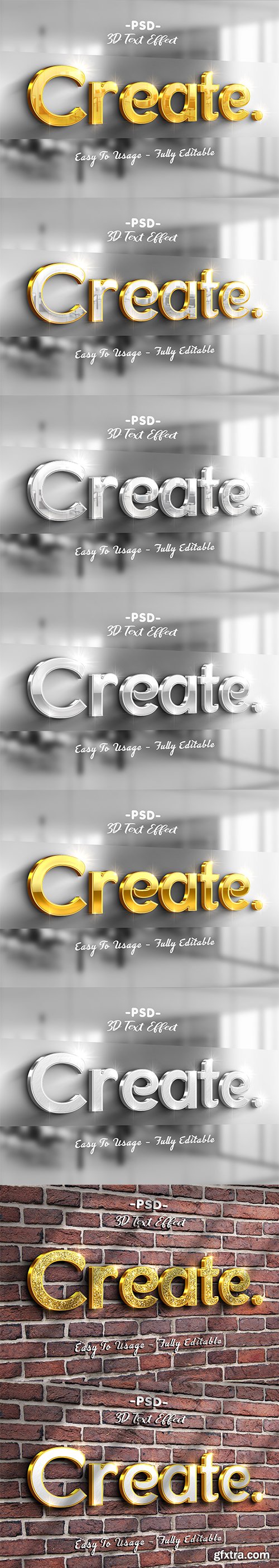 Create 3d golden text style effect