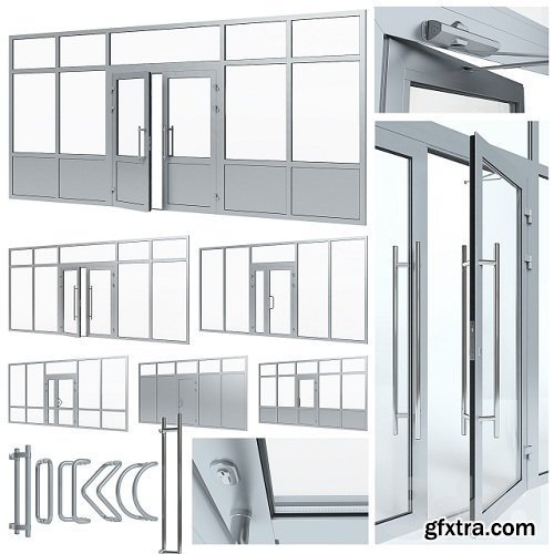 Aluminum door with partitions