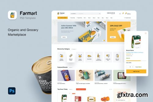 Farmart - Foods & Grocery Marketplace PSD Template