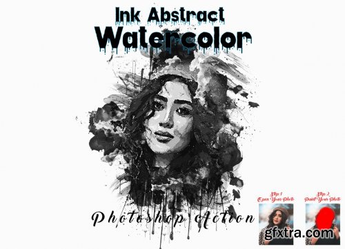 CreativeMarket - Ink Abstract Watercolor PS Action 7181104