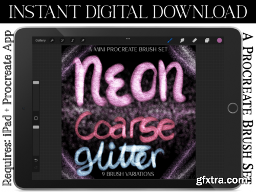 Neon Coarse Glitter Procreate Brushes GFxtra
