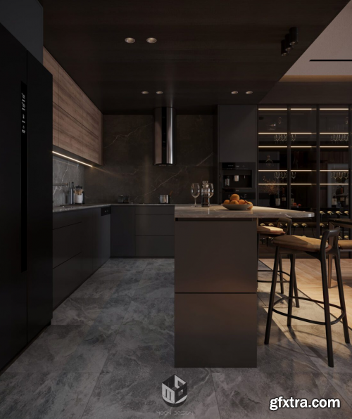 Living Room – Kitchen Interior by Dat Hip