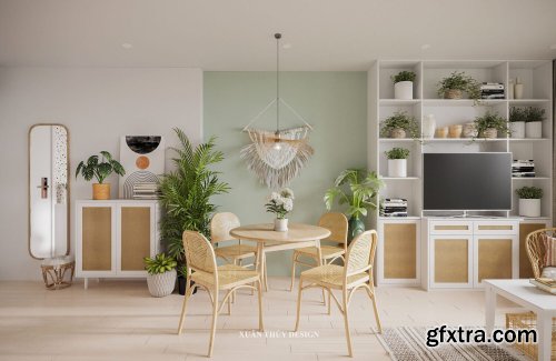 Living Room - Kitchen Interior By Phan Xuan Thuy