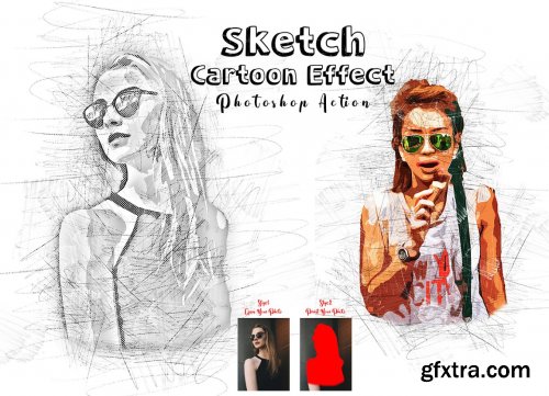CreativeMarket - Sketch Cartoon Effect PS Action 7209454