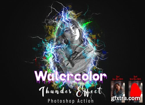 CreativeMarket - Watercolor Thunder Effect PS Action 7230409