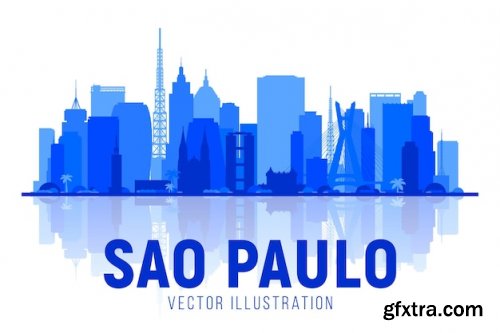 Different City skyline vector illustration white background