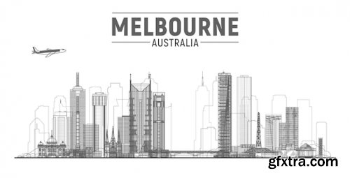 Different City skyline vector illustration white background