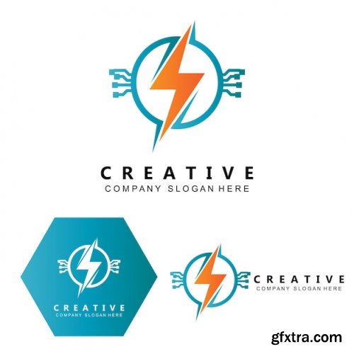 Electricity current vector design logo cool lightning