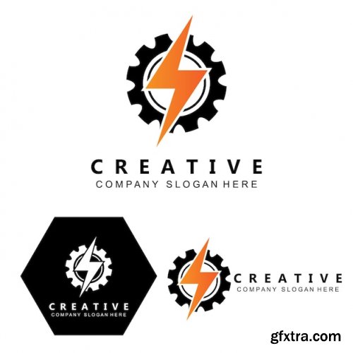 Electricity current vector design logo cool lightning