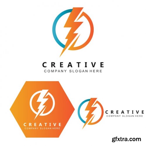 Electricity current vector design logo cool lightning