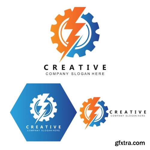 Electricity current vector design logo cool lightning