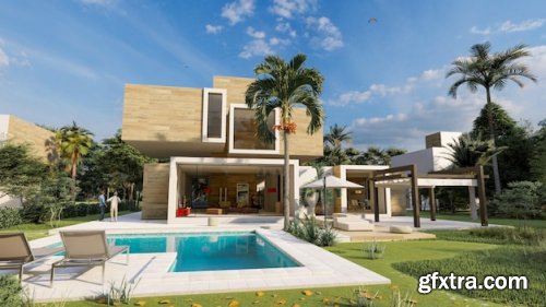 3d rendering of Beautiful modern houses