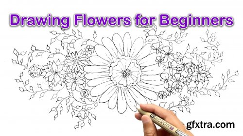  Drawing Flowers for Beginners - Sketching and Inking a Floral Design