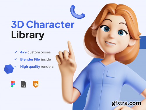 3D Character Nurse Figma/Blender UI KIT