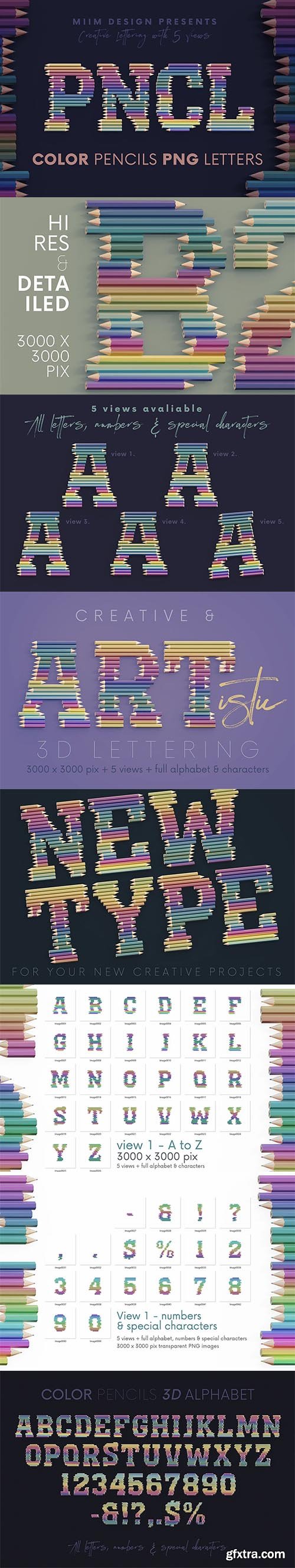 CreativeMarket - Color Pencils - 3D Lettering 7079802