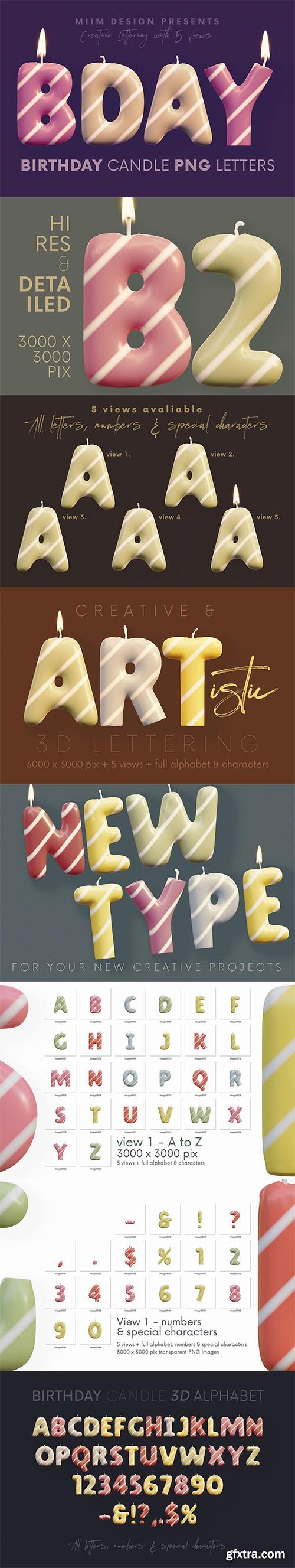 CreativeMarket - Birthday Candle - 3D Lettering 7109431