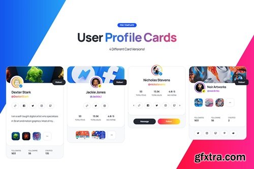 User Profile Cards - PSD Template