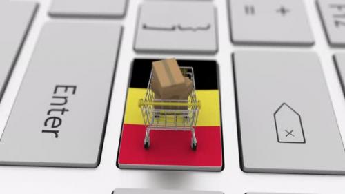 Videohive - Key with Flag of Belgium and Shopping Cart with Boxes - 38029225 - 38029225