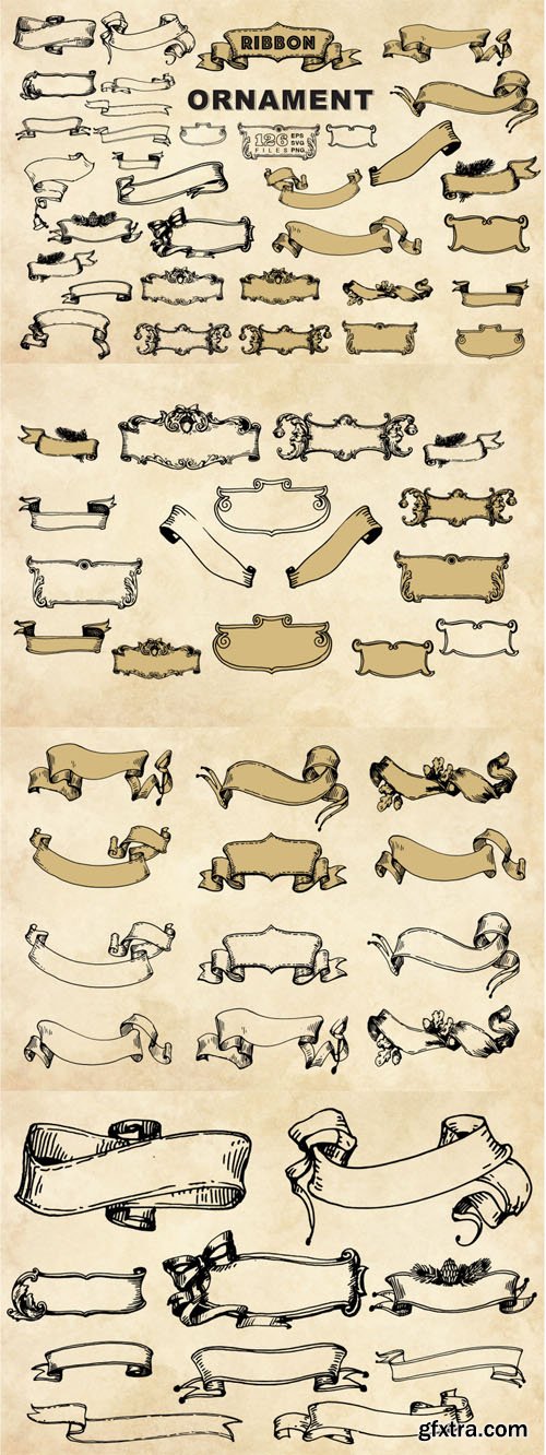 Vintage Ribbons - Hand Drawn Ornament Elements 42xEPS Vintage Ribbons - Hand Drawn Ornament Elements 42xEPS