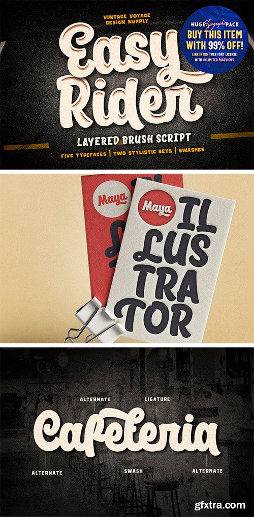 Easy Rider - Layered Vintage Playful Script Easy Rider - Layered Vintage Playful Script
