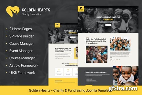 ThemeForest - Golden Hearts | Fundraising & Charity Joomla 4 Template 37796634