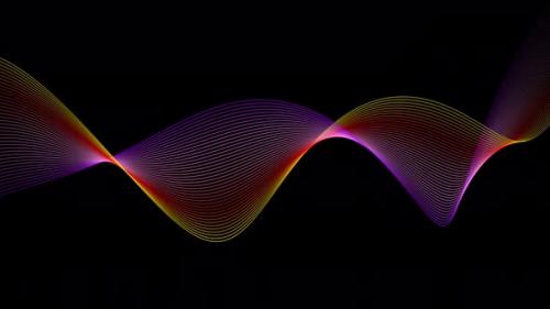 Videohive - Purple Red Yellow Color Line Wave Animation On Black Background - 38214087 - 38214087