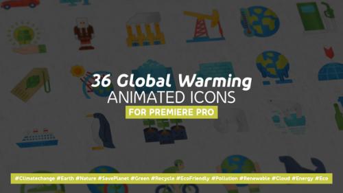 Videohive - 36 Global Warming Modern Flat Animated Icons - MOGRT - 36825811 - 36825811