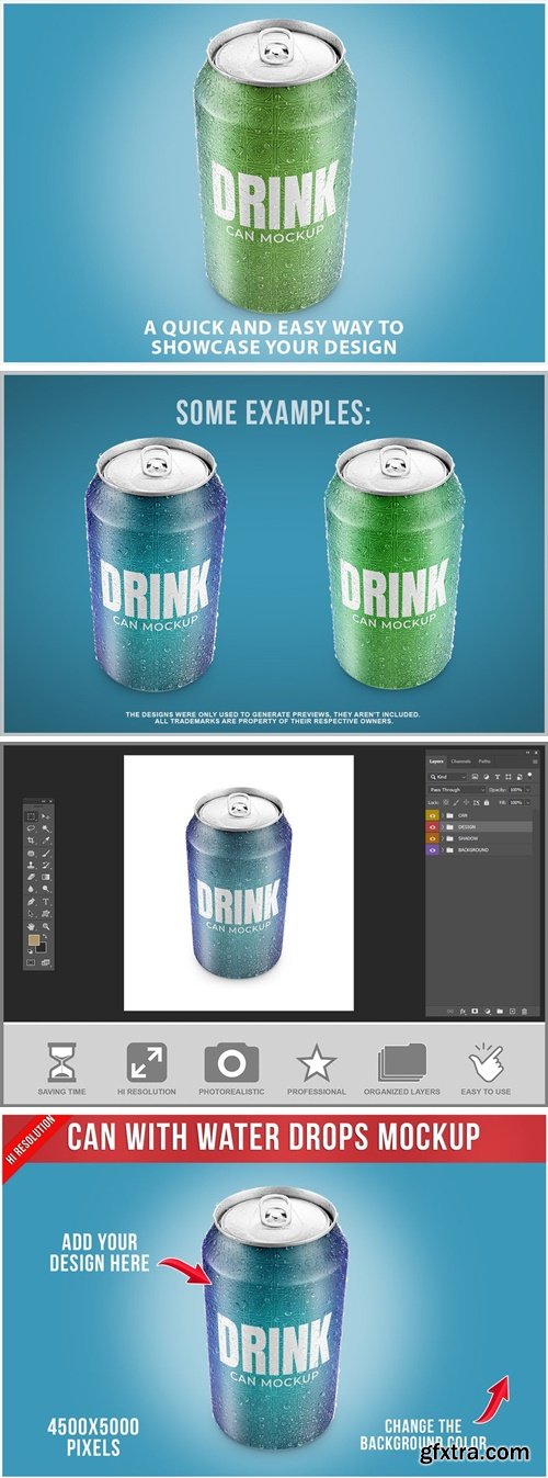 Can With Water Drops Mockup Template 9QF56QG