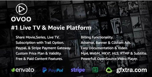 CodeCanyon - OVOO v3.3.1 - Live TV & Movie Portal CMS with Membership System - 20180569 - NULLED