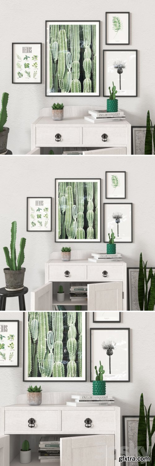 Green and White Set with Plants