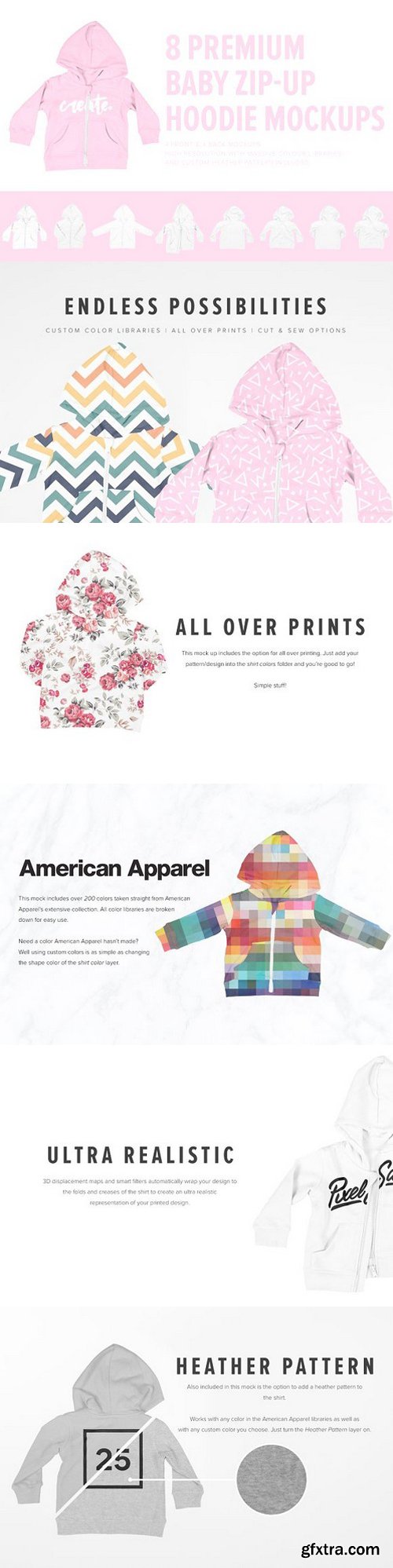 8 Premium Baby Zip-Up Hoodie Mockups