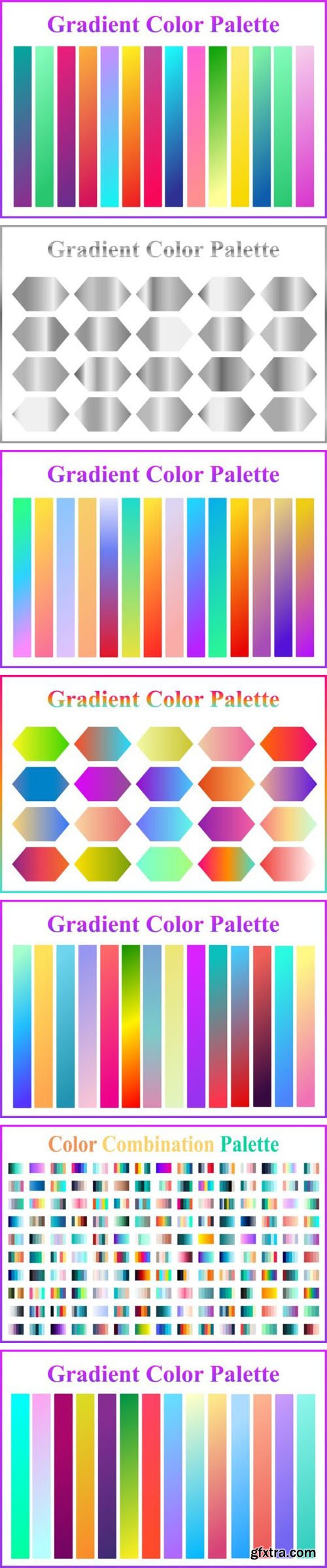 7 Gradient Color Palettes Vector Sets