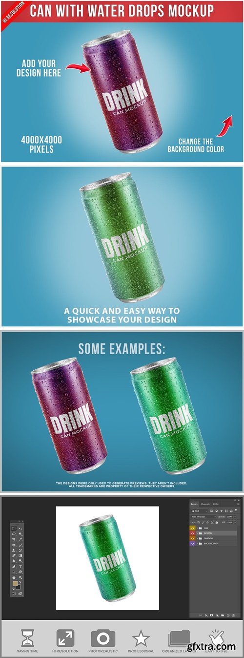 Can With Water Drops Mockup Template G25MJAR