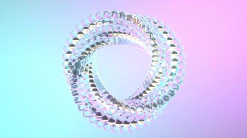 Videohive - 3d animation render of a Abstract glass ring rotating with neon lights. Smooth hypnotic pattern. Inf - 38432308 - 38432308